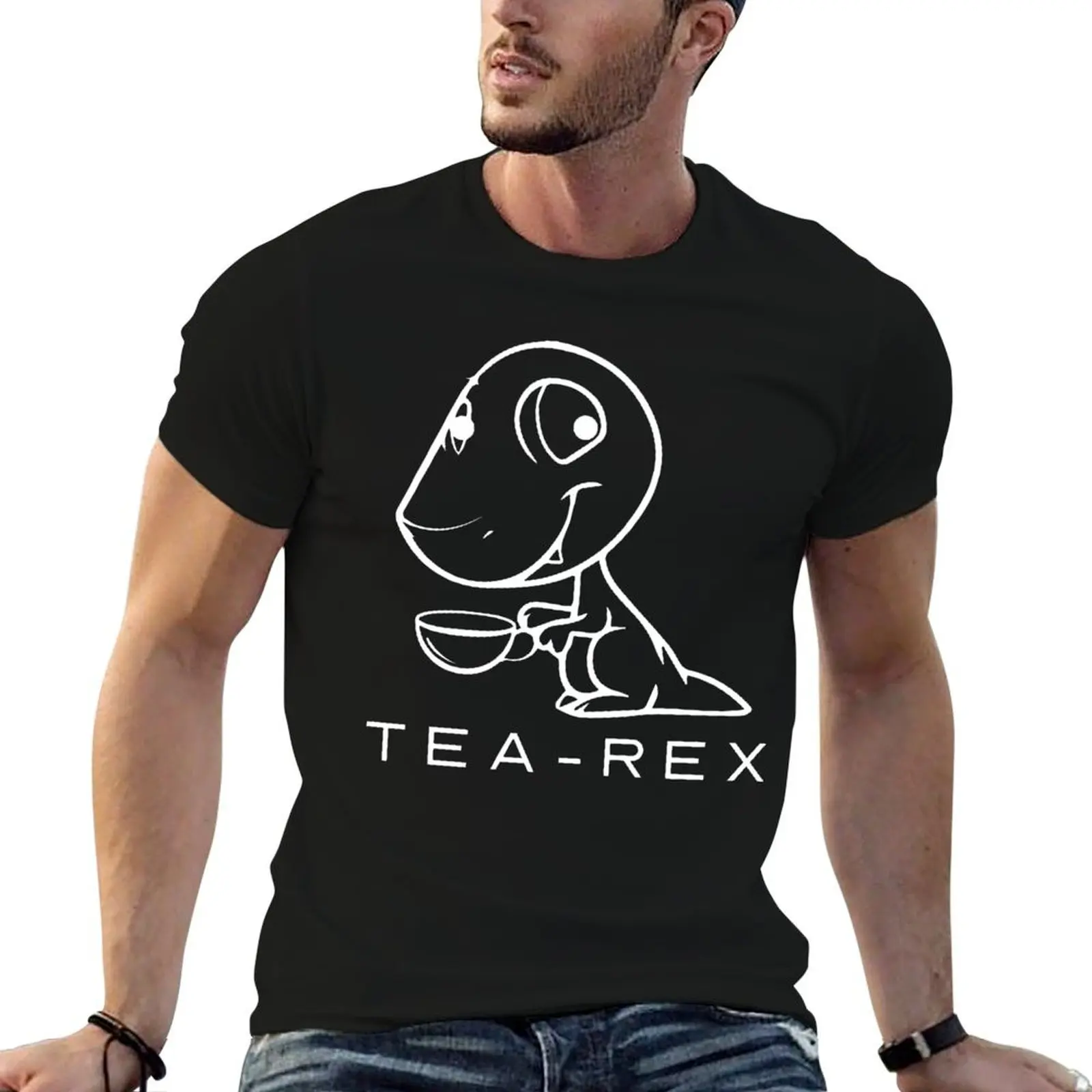 Tea-Rex Cute T-Rex Dinosaur Kawaii Funny Dino Pun T-Shirt Work Outdoor Short Sleeve Tee