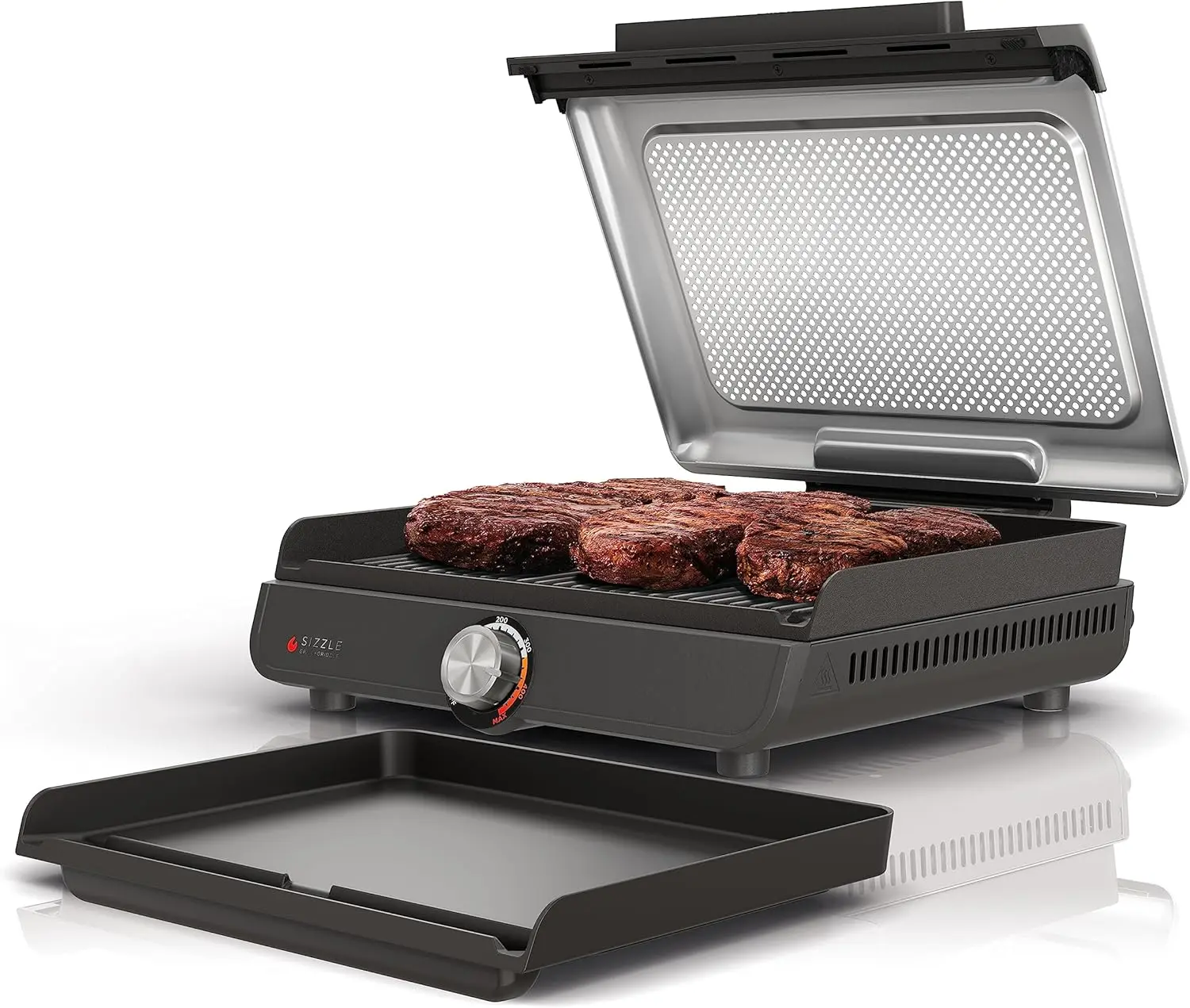 Grill, 14’’, Electric Grill, For Steak, Burgers, Salmon, Veggies, and More, Pancake Griddle, Nonstick, Dishwasher Safe,