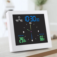 Digital Weather Station Electronic Thermometer Temperature Humidity Sensor Meter Hygrometer Indoor Outdoor Clock for Home