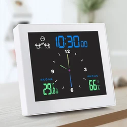 Digital Weather Station Electronic Thermometer Temperature Humidity Sensor Meter Hygrometer Indoor Outdoor Clock for Home