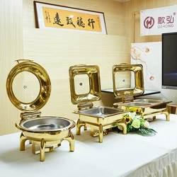 Gold Chaffing Dishes Glass Top Royal Food Warmer Commercial Buffet chaffing dish luxury for Hotel