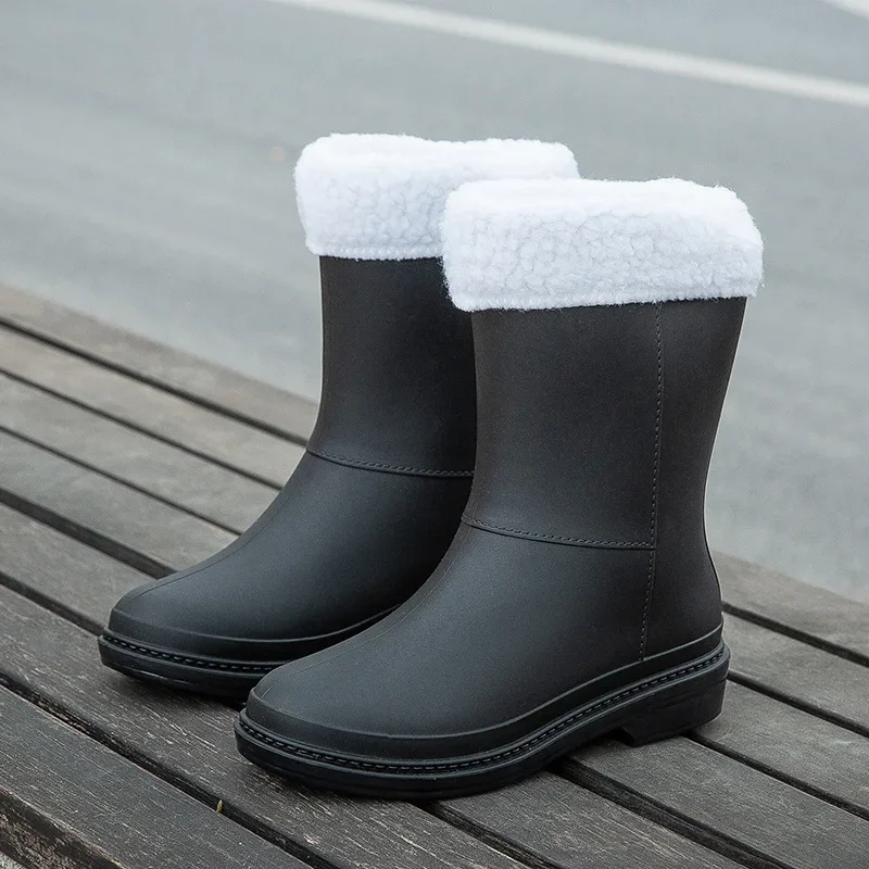 Bottes de Pluie en Caoutchouc Antidérapantes pour Femme, Chaussures Chaudes et Imperméables, Collection Hiver 2023