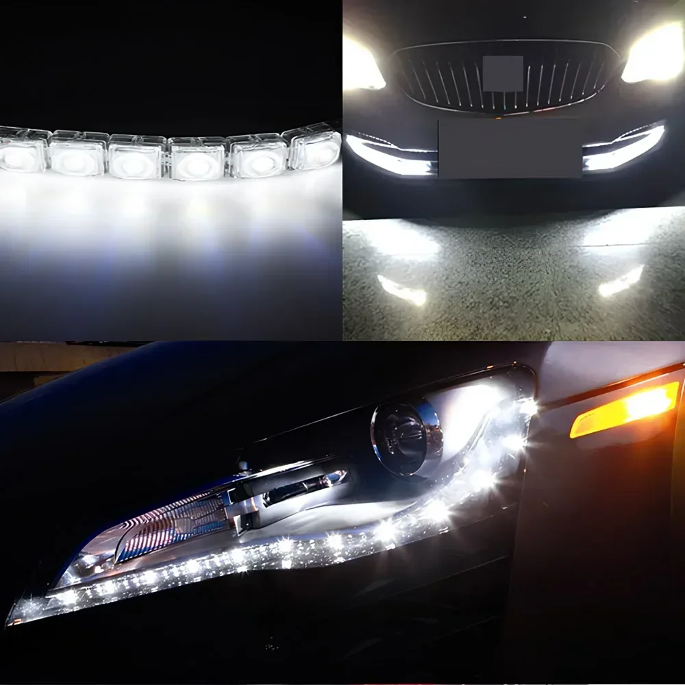 6/9/10/12/16/20 Led luces diurnas flexibles automáticas COB conducción diurna lámpara antiniebla 12V bombilla impermeable estilo de coche faros LED