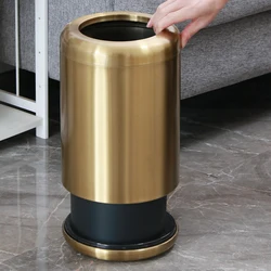 Leasylife Stainless Steel Trash Can, Open Top Double Layer Garbage Can, for Bathroom Kitchen BedRoom Office Desk Home