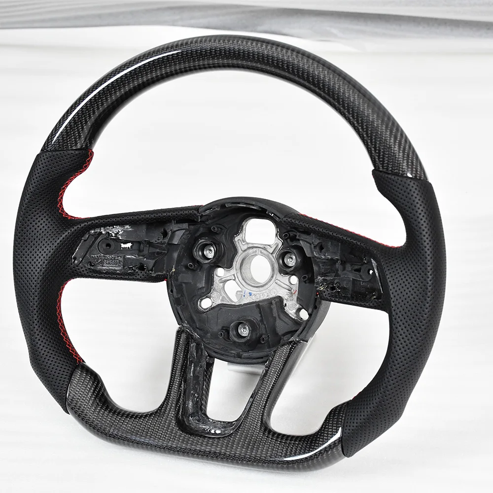 

Real Carbon Fiber Flat-Bottomed Steering Wheel Sport For Audi A3 A4 A5 S3 S4 S5 2017-2022 Semi-perforated Steering Wheel