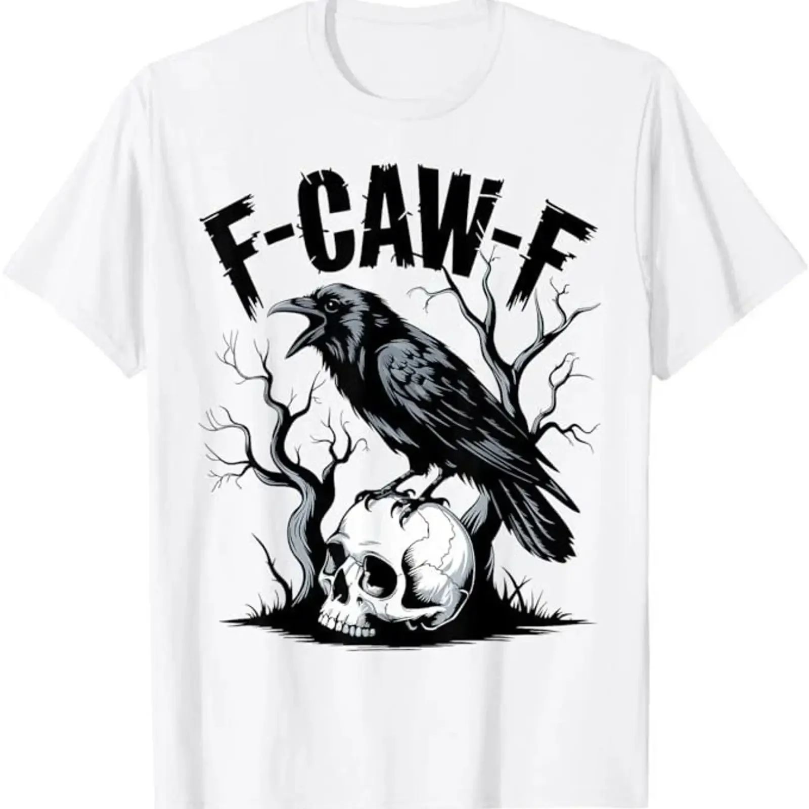 Black Crow F Caw Funny Bird T-Shirt im Vintage-Stil, gewaschen, lässig, Streetwear, Stretch, Herren-Grafik, modisch, atmungsaktiv