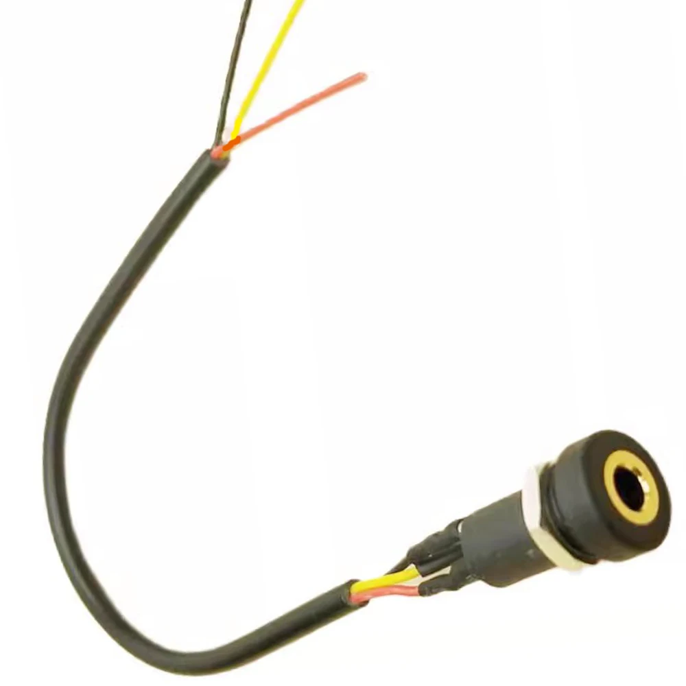 Headphone jack PJ392A PJ391 3.5MM Audio Video Socket Stereo with Nut Internal Thread 3PIN 4PIN Plug with Wire