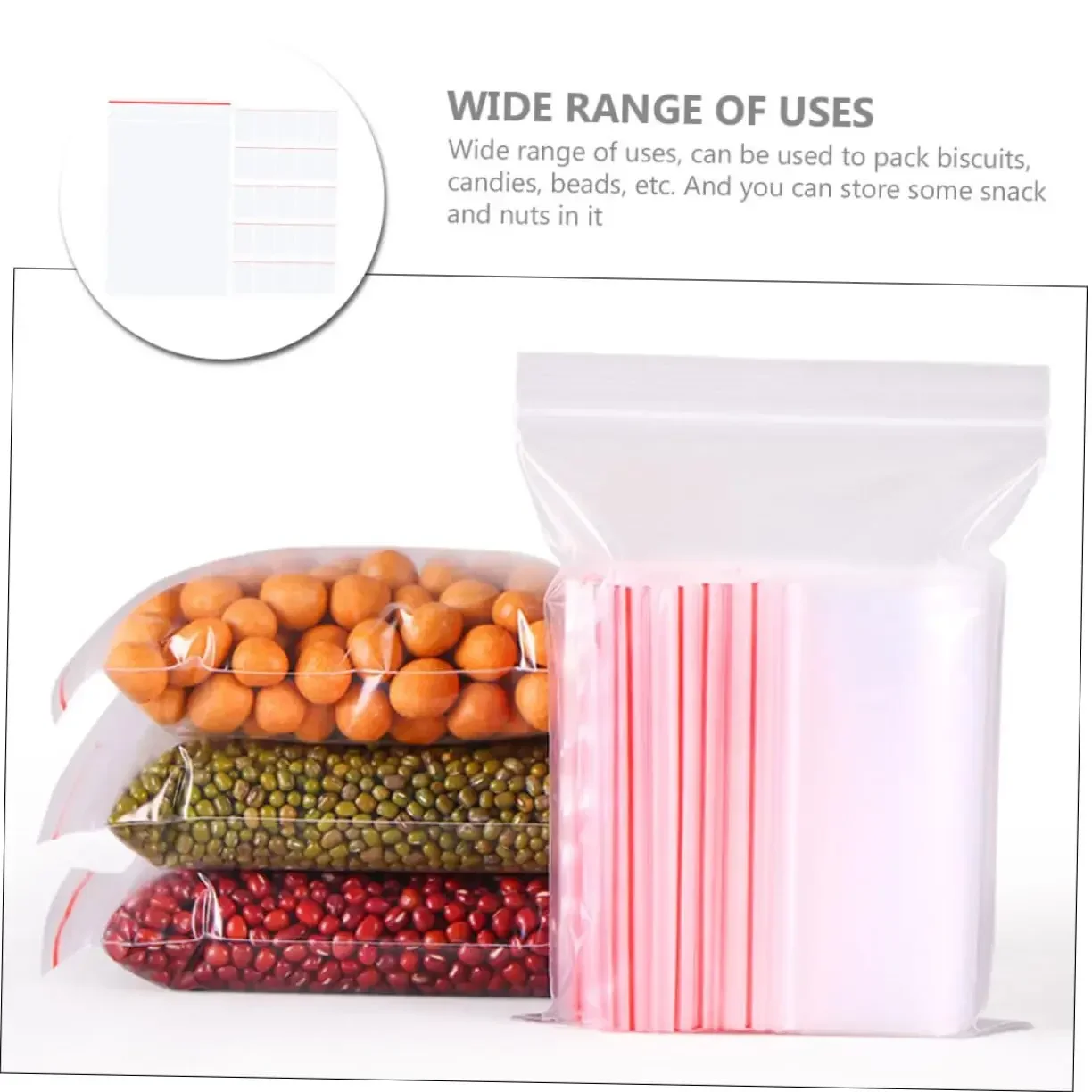 200 قطعة حقيبة بسحاب منظم تخزين بسحاب حقيبة بولي أكياس صناعية بقفل قابل للإغلاق