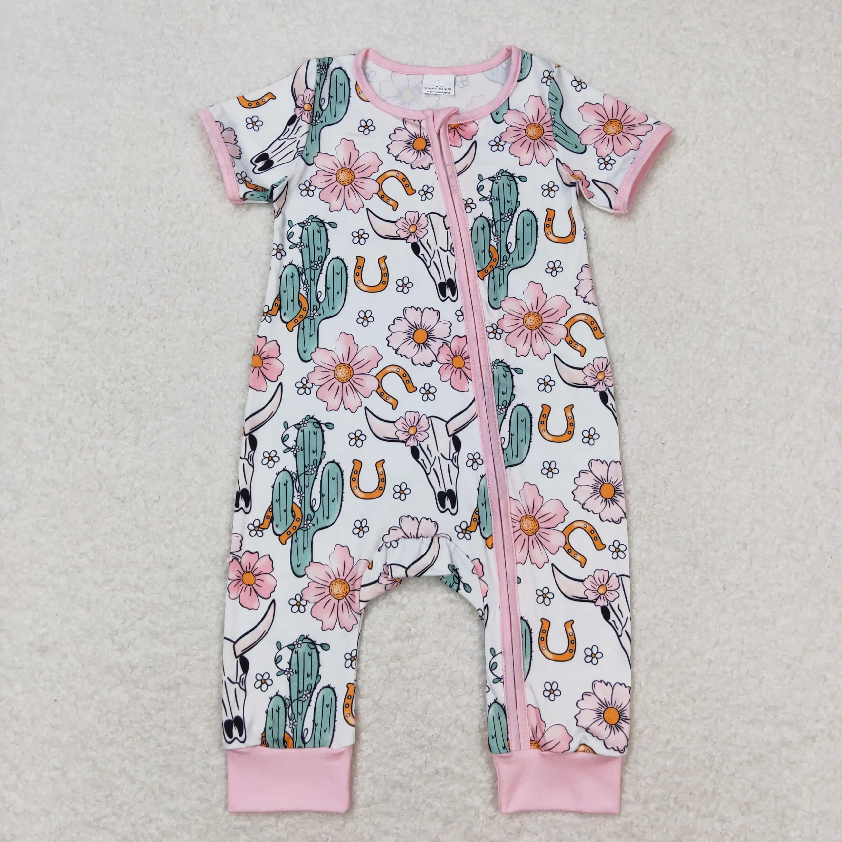 

z96-07 SR1109 New Arrival baby rompers girls Alpine cactus zipper short sleeve romper Wholesale Summer Boutique clothing