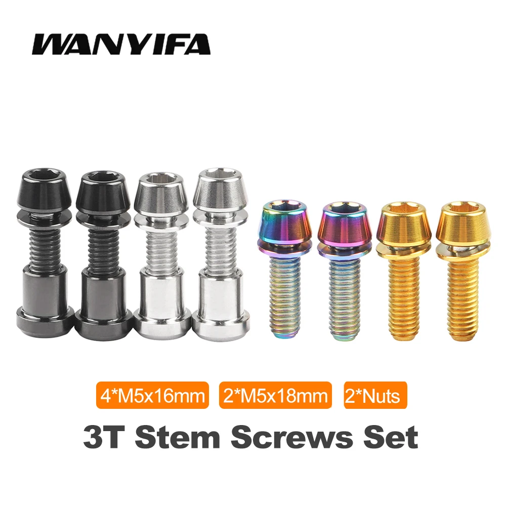 

Wanyifa Allen Hex Head Titanium Bolts With Washer For 3T Stem Bicycle Front Forking Lock M5x16 18mm Bicycle Screws Set