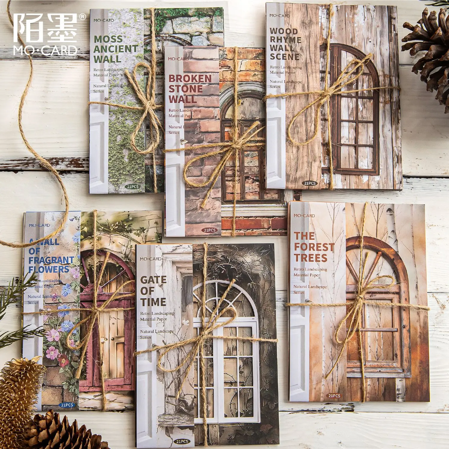 21pcs/lot Memo Pads Material Paper Natural Landscape Series Junk Journal Scrapbooking Cards Retro Background Decoration Paper