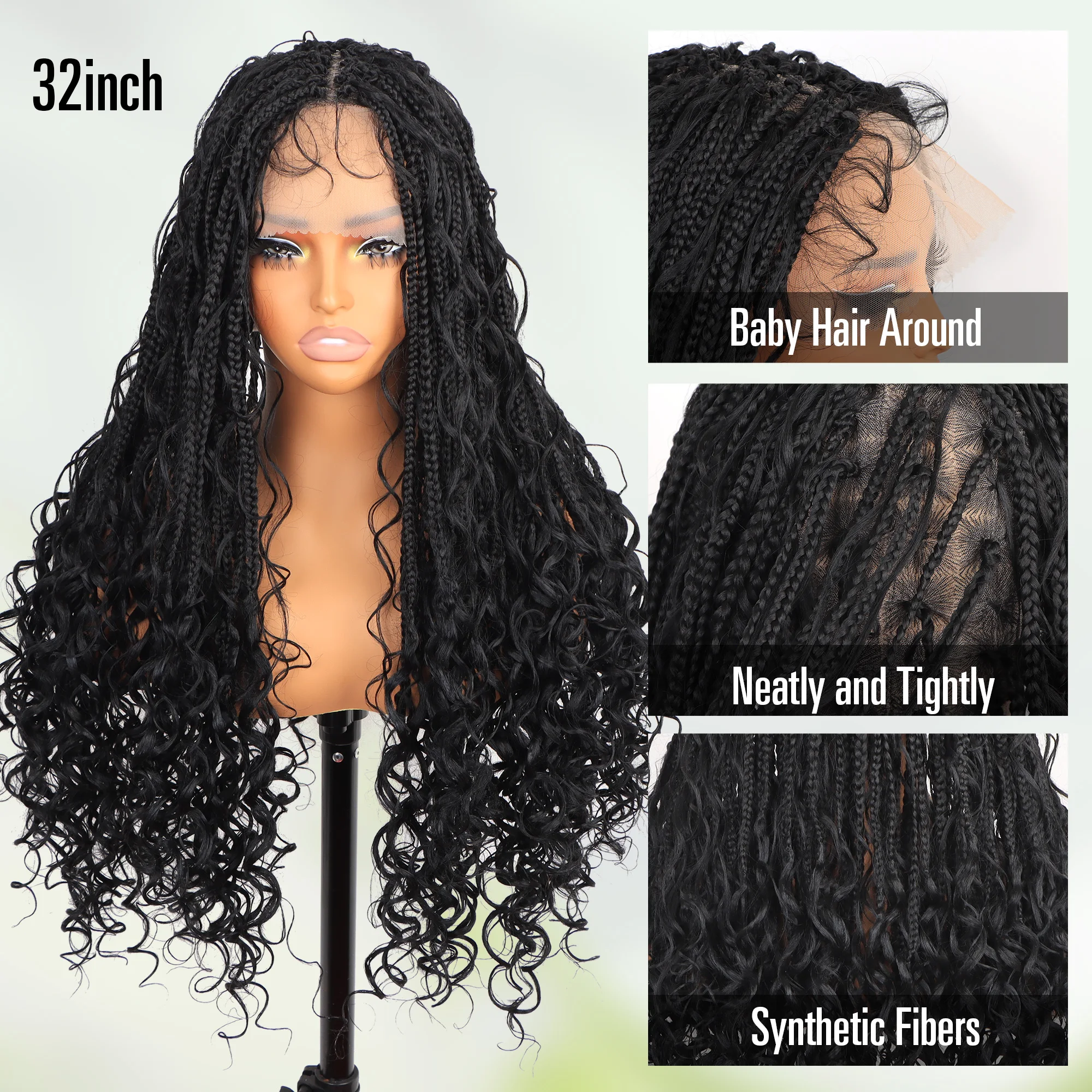 Boho Box Geflochtene Perücken Lockiges Haar Volle Spitze Front Perücken für Frauen Göttin Locs Zopf Perücke Burgund Böhmischen Geflochtene Perücken sintetico