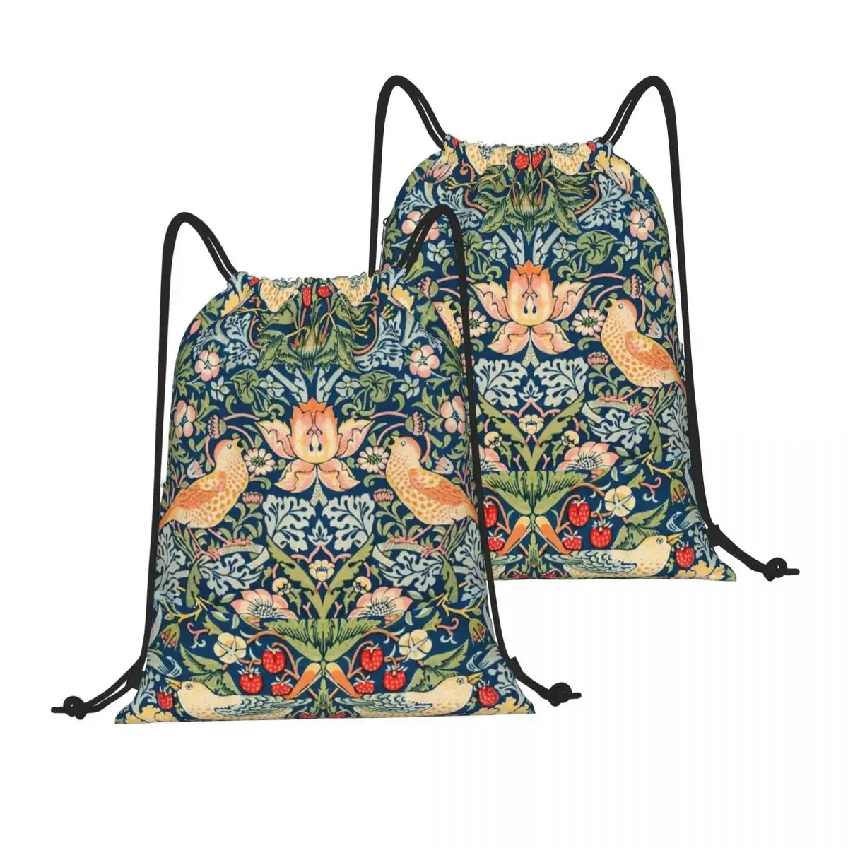 Drawstring Backpack William Morris Strawberry Thief Shoulder Bag Zipper Pocket Sports & Travel Hikes Portables Bag