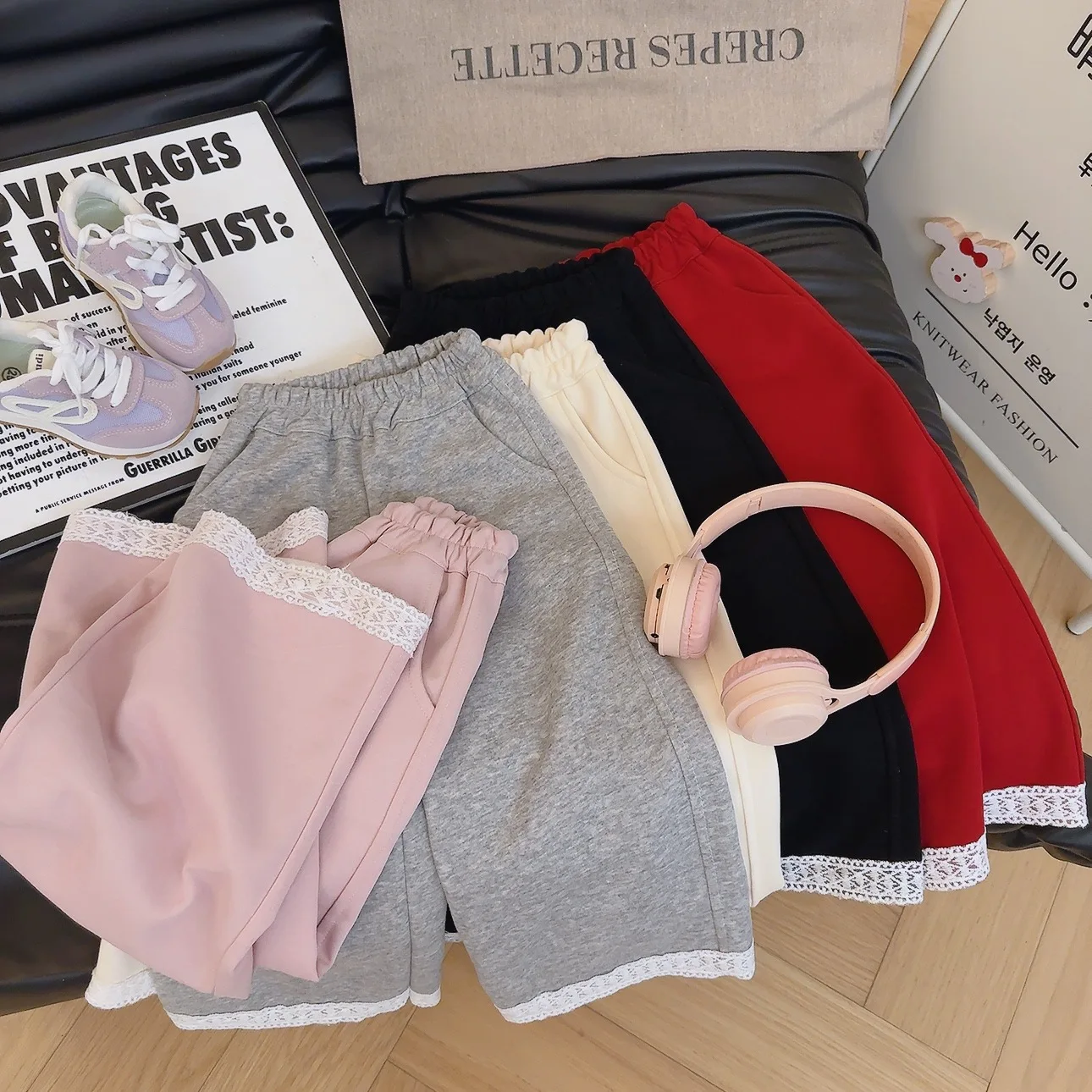 New Spring and Autumn Sweet Children's Sanitary Pants for Girls, Loose and Versatile Straight Leg Casual Pants