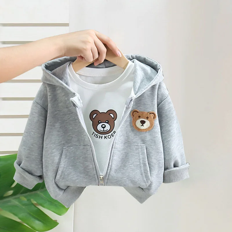 Children's Hooded Jackets Boys Girls Spring Fall Coats New Kids Autumn Casual Sweatshirts Toddler Cartoon Cardigans