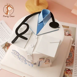 Doctor's Nurse's Day Cake Topper Nurse White Ornament Stethoscope Syringe Doctor Birthday Party Baking Supplies Decorations