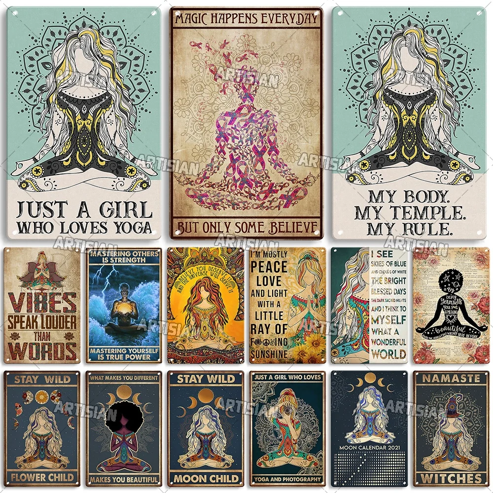 Artisian NAMASTE metalowa tablica Zazen plakat na blasze joga medytacja dekoracyjny znak dekoracje ścienne garaż Bar Pub Club Hotel kuchnia strona główna