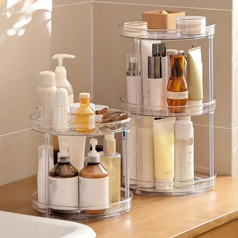 1 Stück/Transparentes Acryl-Kosmetik-Aufbewahrungsregal, drehbarer Desktop-Organizer mit Fächern, Aufbewahrungsbox für Hautpflegeprodukte