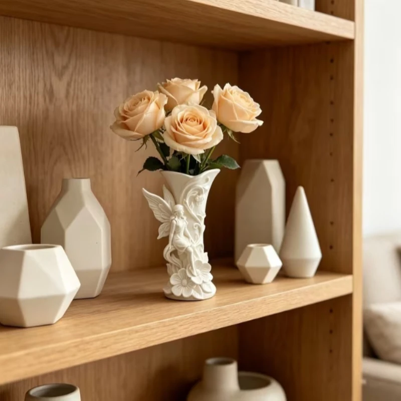 Fairy Vase Forest Style Elf Emboss Artistic Flower Arrangement Vase Bohemian Home Decor Indoor Display for Living Room Bedroom