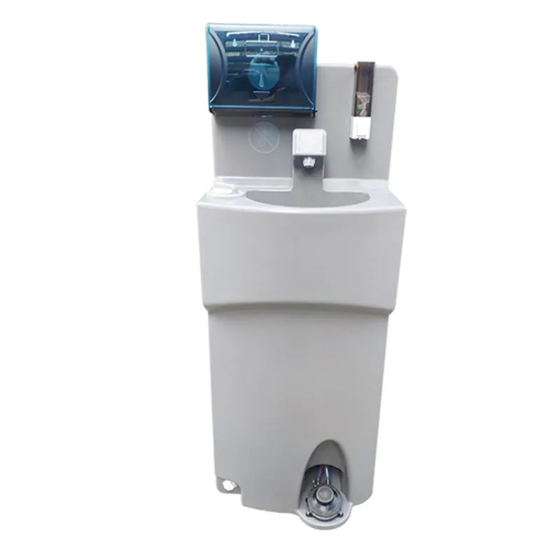 Foot operated sink wash basin with wheels for 2 people Portable outdoor sink