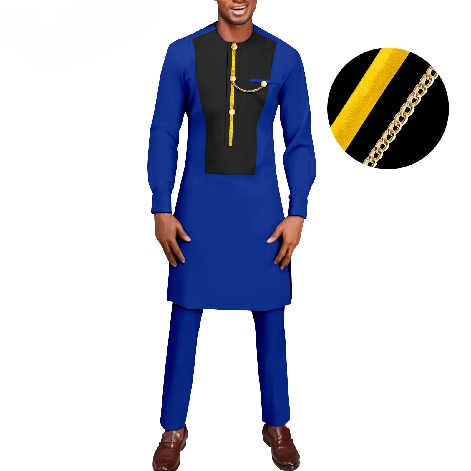 Bazin Riche African Clothes for Men Dashiki Long Zip Jackets and Ankara Pants 2 Piece Set Traditional Outfits Tracksuit Evening