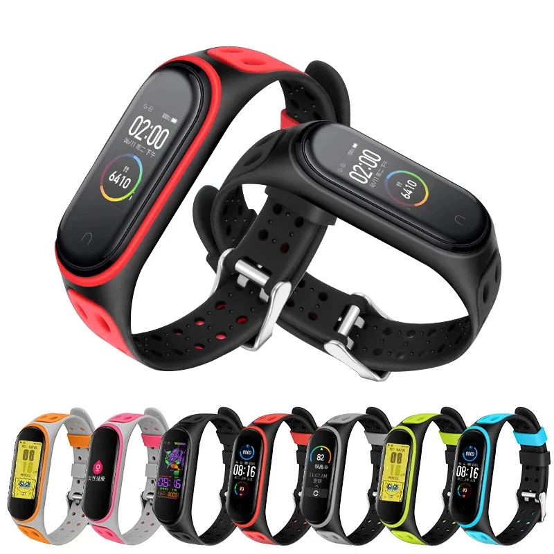 Strap for Xiaomi Mi Band 7 6 miband 6 double buckle Replacement Silicone Smart Watchband Wristband Mi Band 6 5 4 3 bracelet