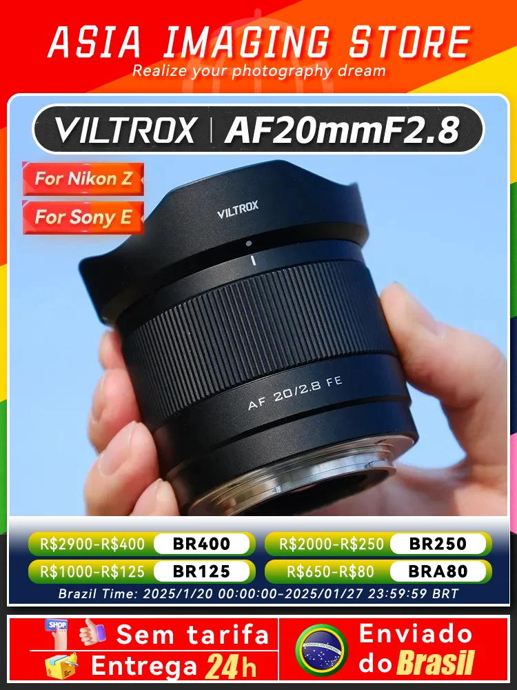 【 Do Brasil 】 Viltrox AF 20mm F2.8 Full Frame Mirrorless Ultra Wide Angle Fisheye Lens for Sony A9 A1 A7 A7III A7IV Nikon 20 2.8