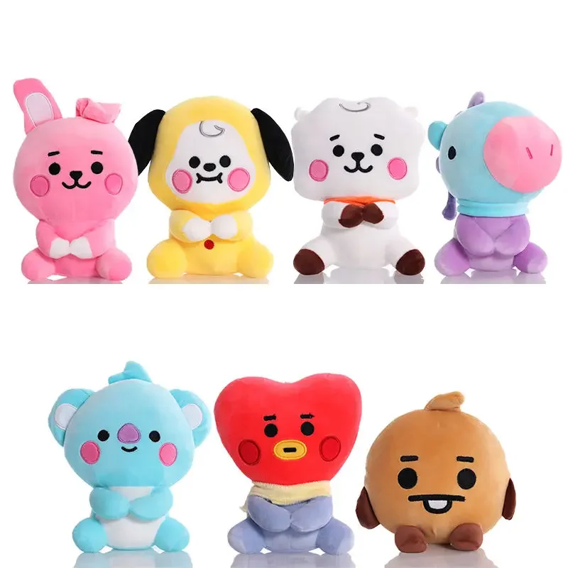 BT21 Cute Plush Toys 12-24cm Kawaii Tata Mang RJ Chimmy Mini Doll Pendant Cute Keychain Bag Accessories Toys Gift for Kids