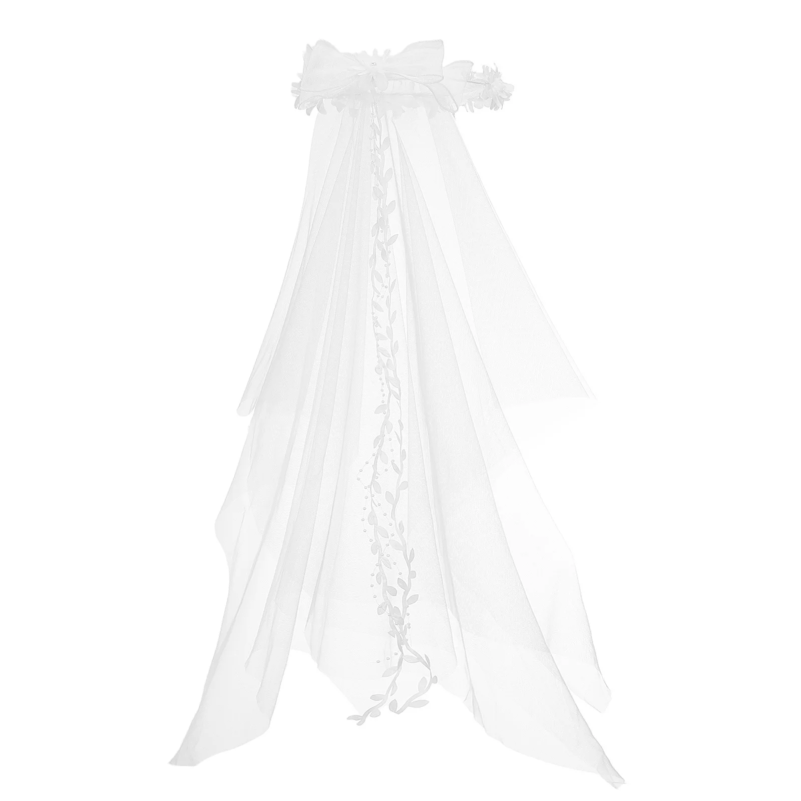 Bridal Flower Headband Veil Floral Crown Artificial Wedding Veil Elegant Bridal Hair Accessories Romantic Wedding Headpiece