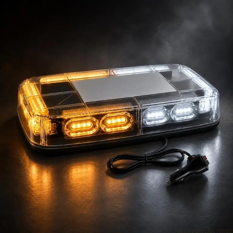 J0MA 72-LED Vehicle Warning Light with Polycarbonate Housing, 48W Power Specification and Selectable Flashing Patterns