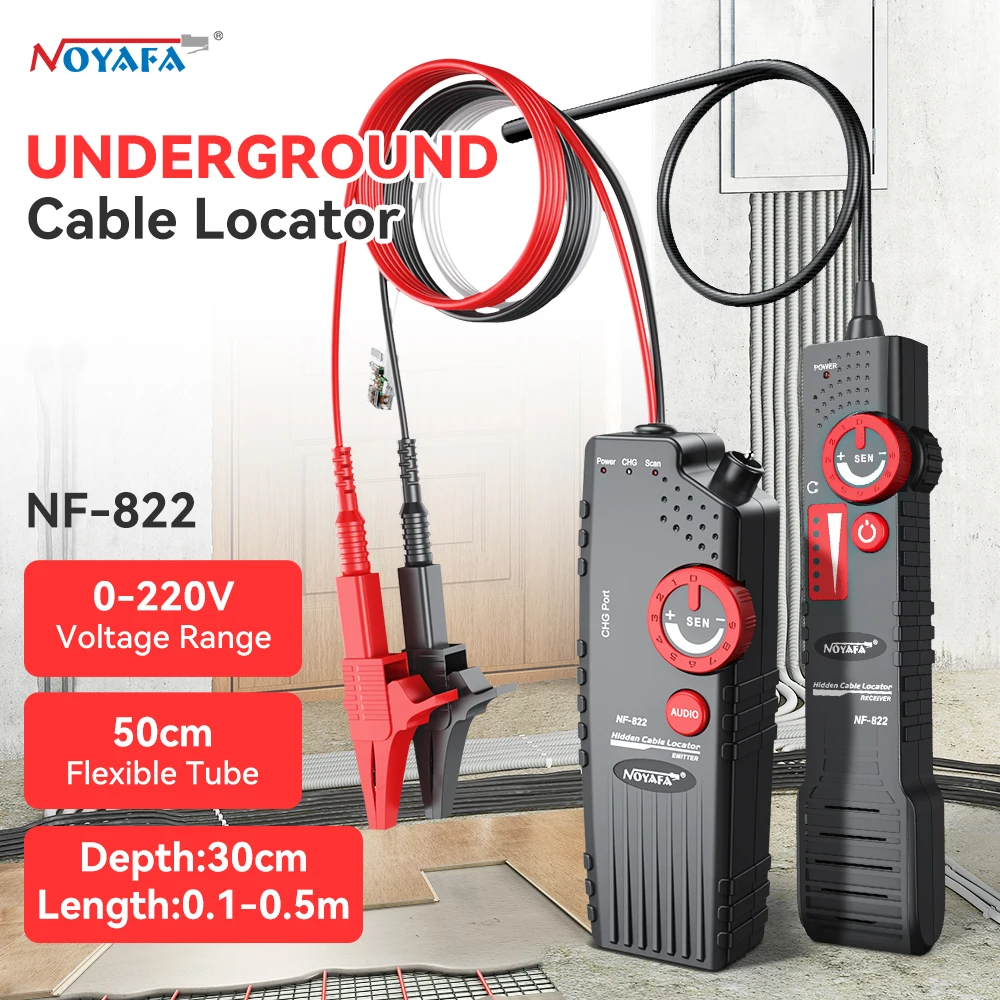 NOYAFA NF-822 Localizzatore di Cavi Sotterranei Anti-Interferenza, Rilevatore di Linee, Tester per Cavi ad Alta e Bassa Tensione