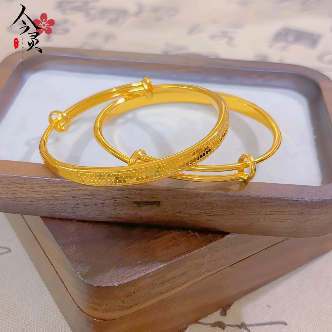 Perfect Gift Dragon Scale Honeycomb Push-Pull Bracelet For Women 24K Gold AU999 | Auspicious & luxurious, decent ideal gift