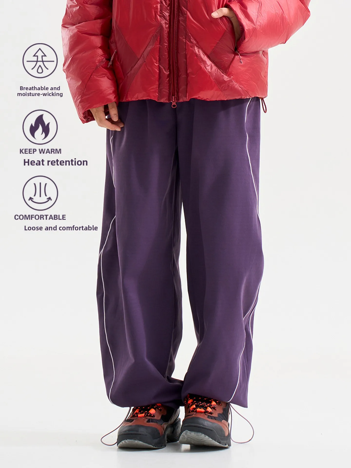 Outdoor Color Blo HUSS Line Lazy Loose Winter Fleece Sporthose für Herren und Damen – Lässige, bequeme Hose mit fließendem Schnitt