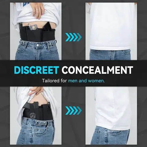 사냥 홀스터 숨겨진 배꼽 포켓 캐리 벨트 장착 탄창 파우치 오른손 벨트 홀스터, 글록 19, 17, 42