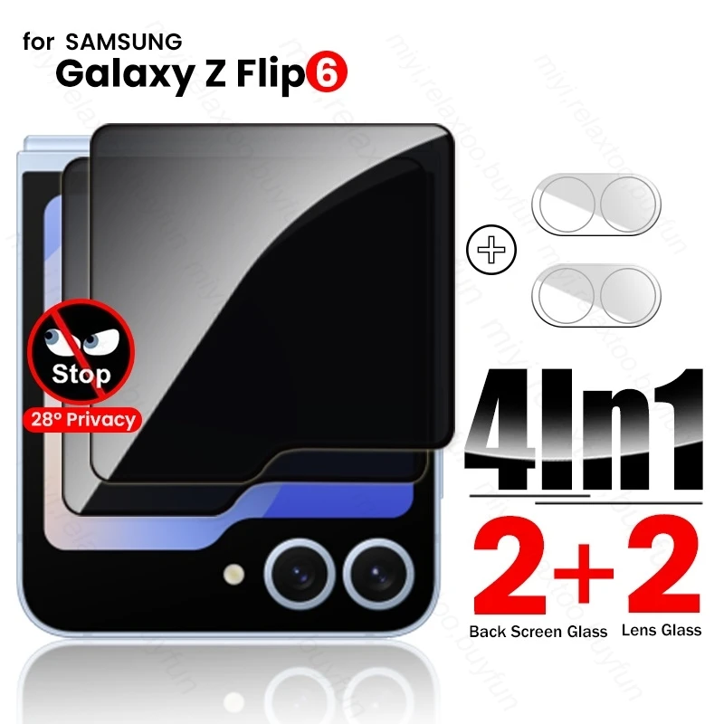 4 In 1 Privacy Glass Anti-Spy/Peep Screen Protector Case For Samsung Z Flip6 5G 3D Camera Protect Glass Samsang ZFlip6 Flip 6 Z6