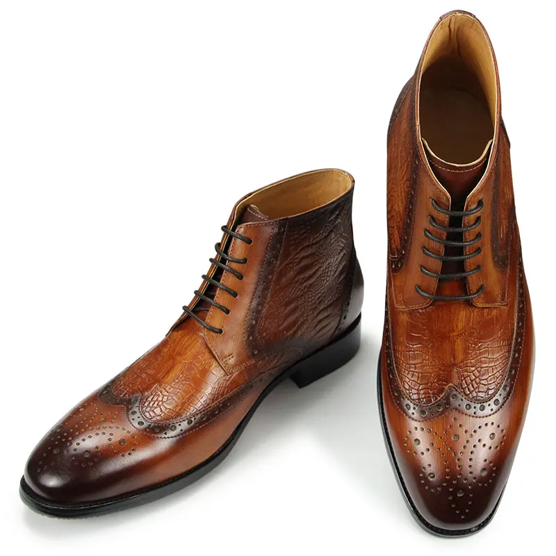 Dostosowane buty biznesowe dla mężczyzn zasznurowane kostki akcenty wygodne modne buty z nadrukiem retro czarne brązowe ładne buty ręcznie robione