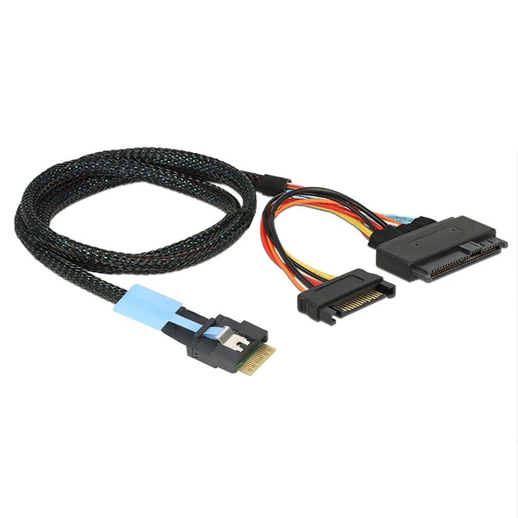 Schlankes PCIe SFF-8654 4I 38-Pin Anti-Neigungs-Einsatzadapterkabel zu SAS 8639 U.2 mit SATA 15P – Detail 1