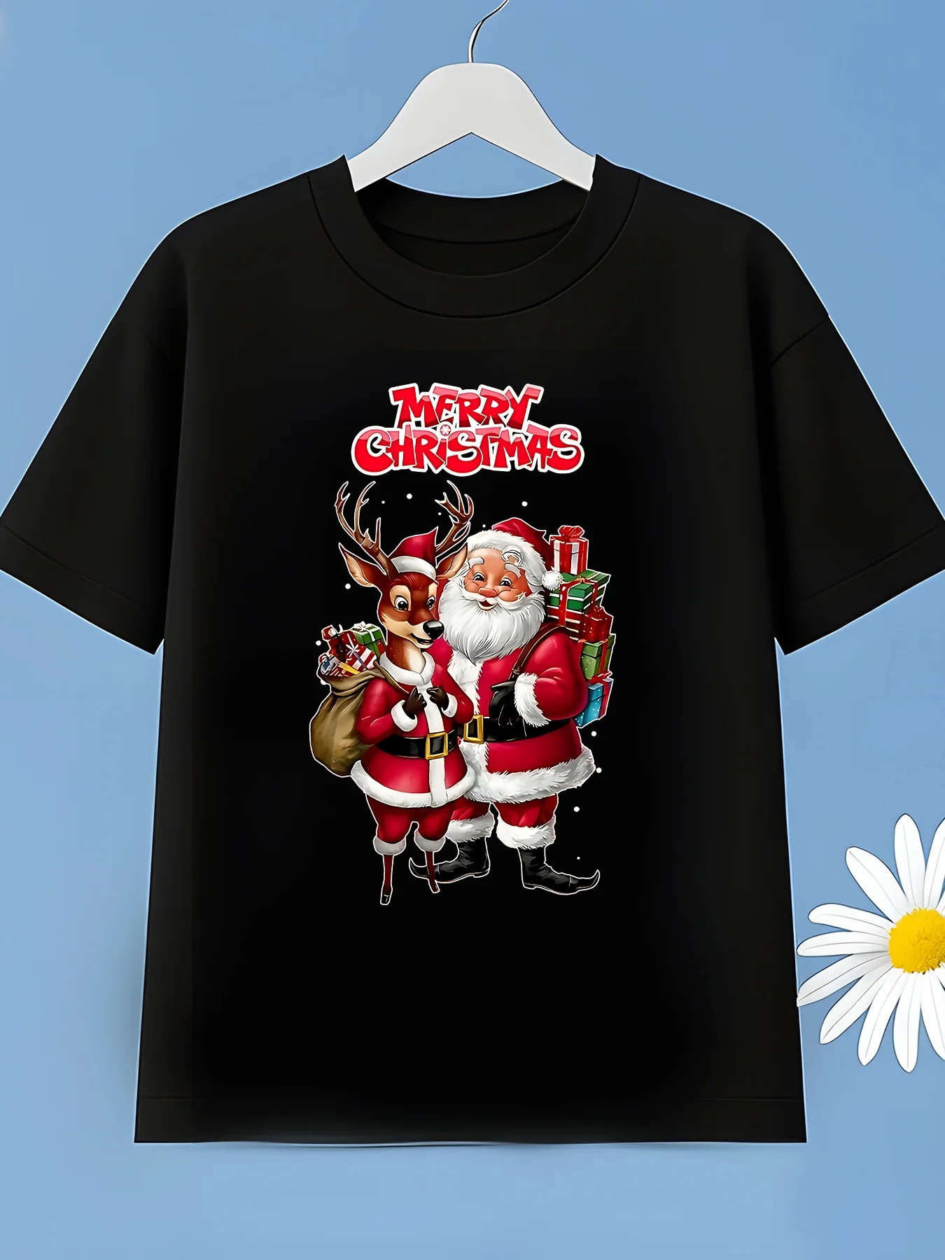 Trendy and Fun Santa Claus Letter Design, Suitable for Various Occasions Such As Parties, Vacations, and Parent-child Tops