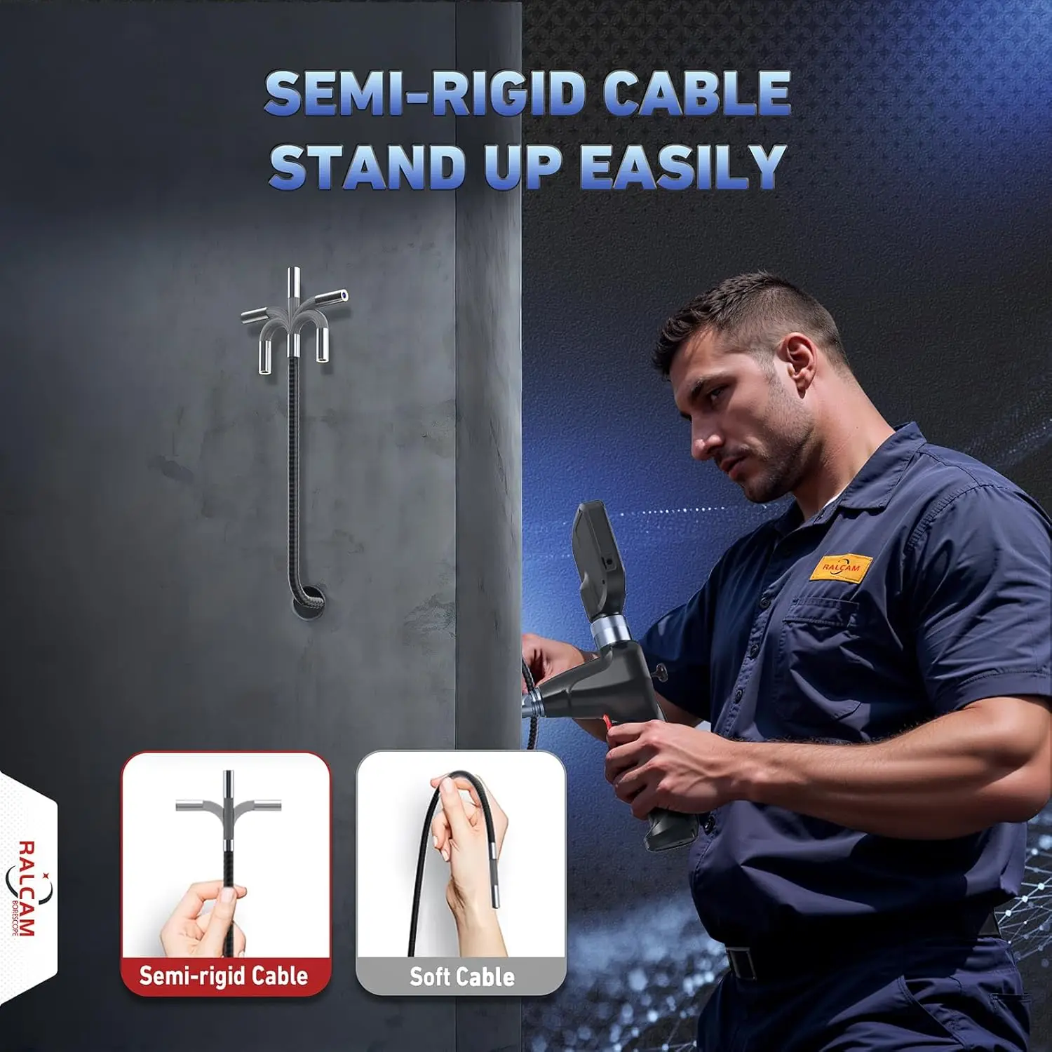 720 Degree Rotation Camera 4.3 lnch Endoscope 6.2mm 1080P Full HD Endoscope Camera for Industrial Inspection