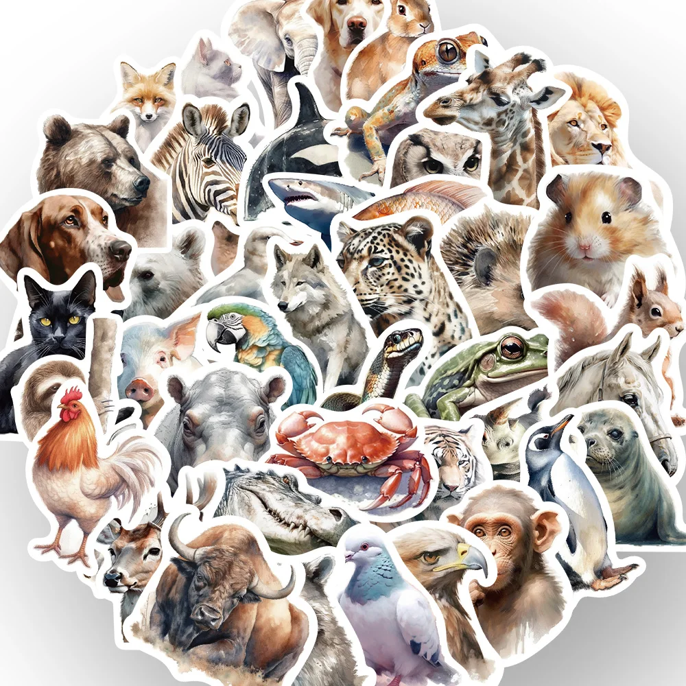 10/50PCS Cartoon Zoo Wild Animals Stickers Kawaii Dog Pig DIY Kids Toys Phone Skateboard Laptop Decals Graffiti Sticker