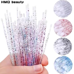 100pcs Crystal Eyelash Cleaning Brush Lash Extension Micro Cotton Swab Lash Removing Swab Mascara Wands Applicator Makeup Tools