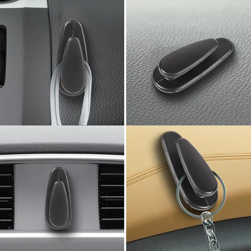 2/4/6/8pcs Car Self-adhesive Small Hook Interior Organizer Key Bag Data Line Hanging Holders Car Home Office Plastic Mini Hooks