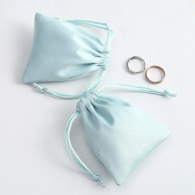 

10Pcs/Lot 5x7cm 7x9cm 8x10cm 9x12cm Lake Blue Suede Pocket Lipstick Jewelry Bags Delicate Drawstring Pouches Can Be Customized