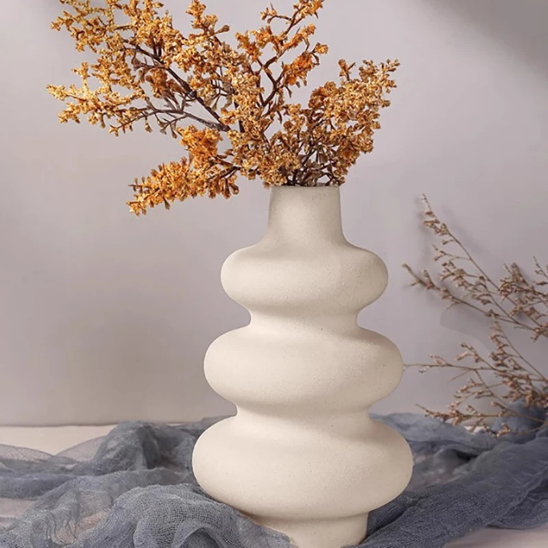 البلاستيك الأبيض زهرية غرفة المعيشة المنزلي تلفزيون خزانة الحلي الزخرفية زهرة الجدول الديكور الحرف 21.5*14.5 سنتيمتر #1