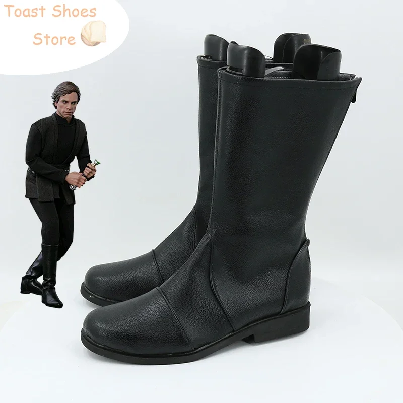 Luke Cosplay Shoes Halloween Carnival Boots Skywalker Cosplay Prop PU Leather Shoes Costume Prop