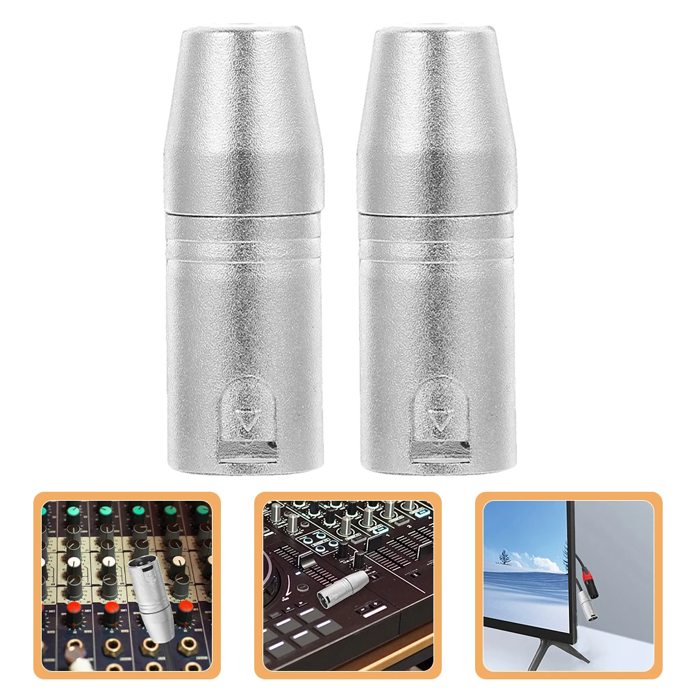 

2pcs Xlr Adapter Audio Converter 3.5Mm Male To 1/8 Female Plug Microphone Supply For Multiple Interface Connection Versatile