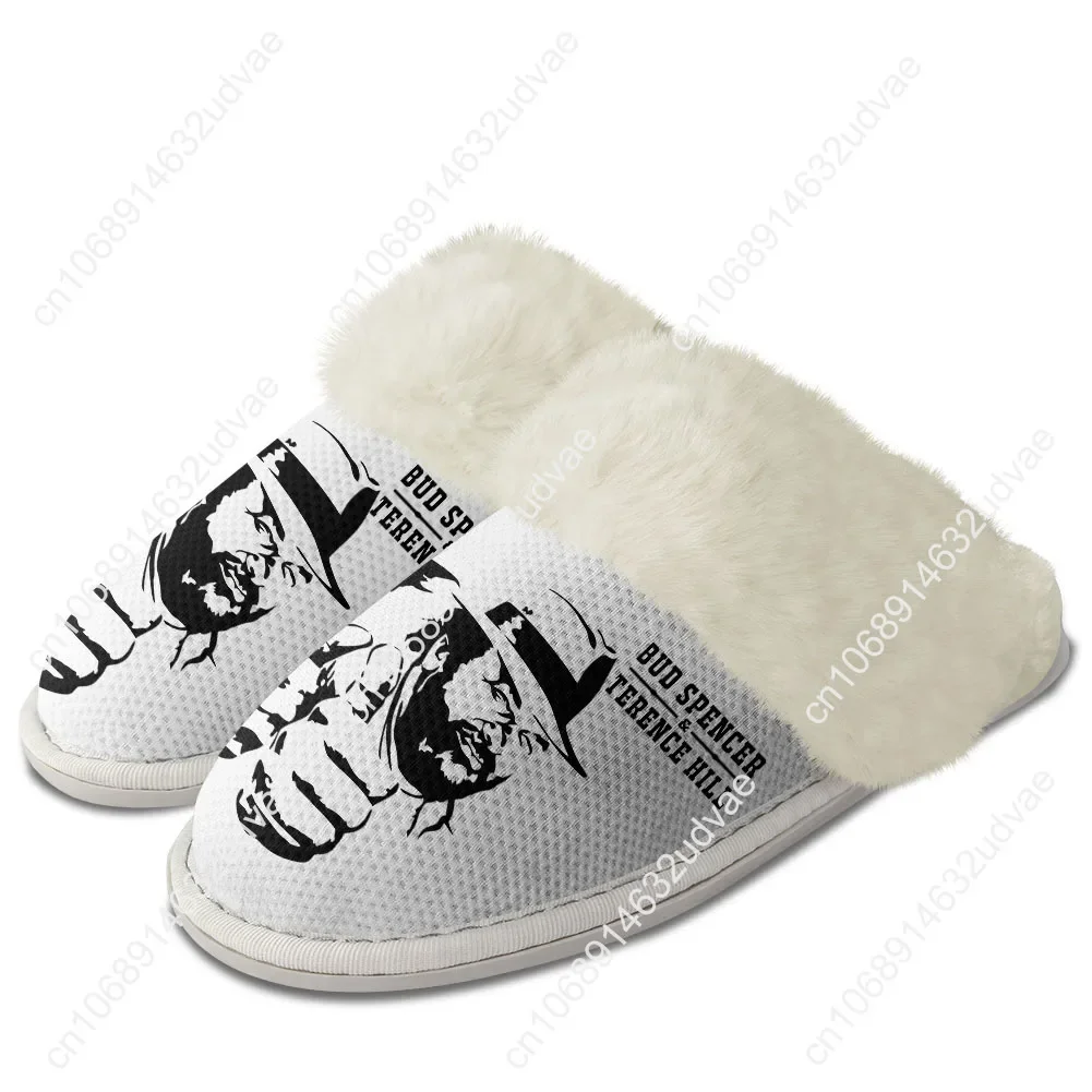 Bud Spencer Terence Hill Plush Slippers Keep Warm Shoes Mens Womens Home Cotton Bedroom Custom Thermal Lightweight Slipper DIY