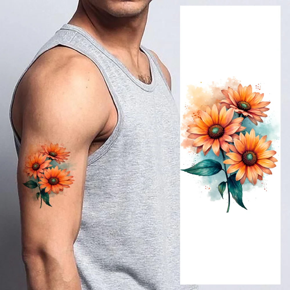 

9pcs Temporary Tattoo Hydrangea Watercolor Banana Tree Purple Flower Temporary Tattoo Stickers Lotus Flower For Chest Cheeks
