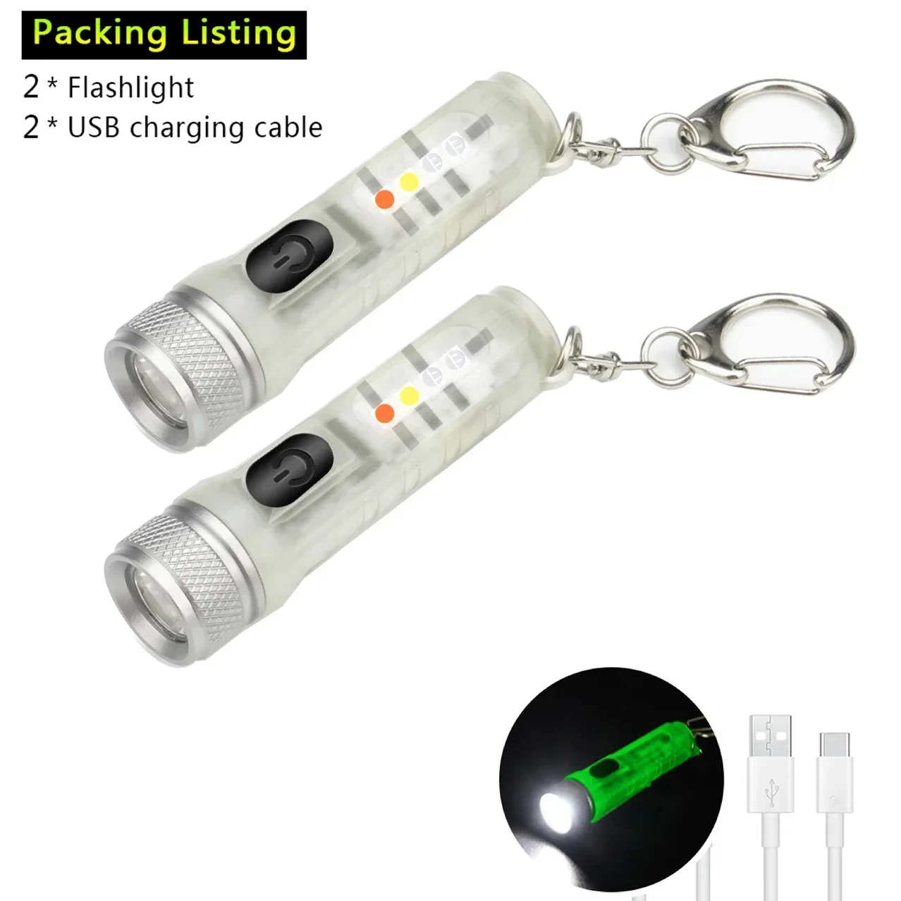 Mini Strong Light Flashlight Super Bright LED Rechargeable Portable Outdoor Waterproof Multifunction Micro Small Keychain Light