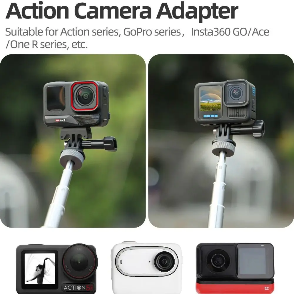 محول تركيب ثلاثي القوائم من البلاستيك خفيف الوزن ومتين 1/4 برغي محمول لـ DJI Action 5 Pro/4/3 Pocket 3 Insta360 Ace Pro 2 X5 #3